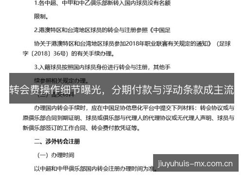 转会费操作细节曝光,分期付款与浮动条款成主流 转会费操作细节曝光,分期付款与浮动条款成主流